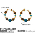 Gold Blue natural stonEarrings (F1572) / Default