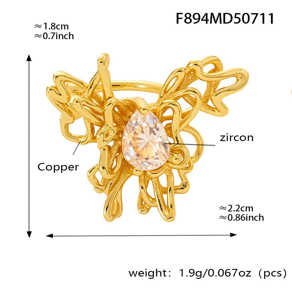 316L Stainless Steel 5A Zircon Butterfly Ear Cuff - Image 1
