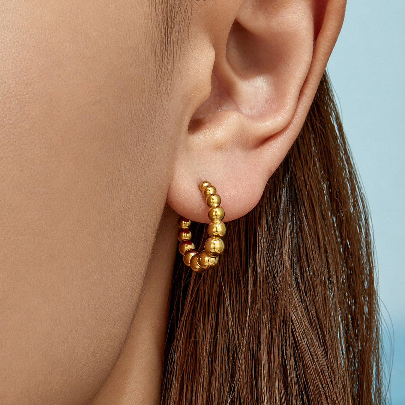 316L Stainless Steel 18K PVD Gold Beaded Drop Earrings made with 316L stainless steel and 18K PVD gold finish for wholesale jewelry buyers - image 11