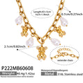 Gold Faux Pearl Teddy Bear Charm Necklace / Necklace
