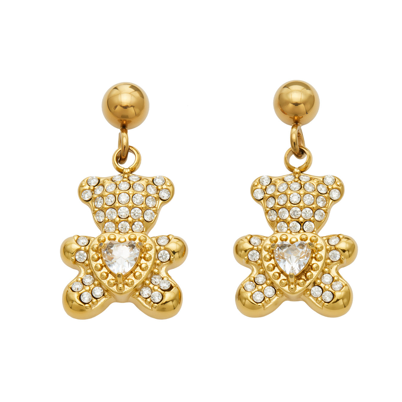 316L Stainless Steel 18K PVD Gold Bear Zircon Earrings made with 316L stainless steel and 18K PVD gold finish for wholesale jewelry buyers - image 10