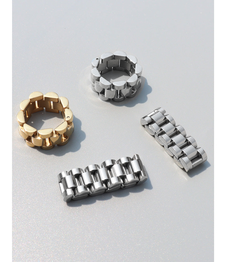 316L Stainless Steel Bold Industrial Design Stackable Ring - Image 1