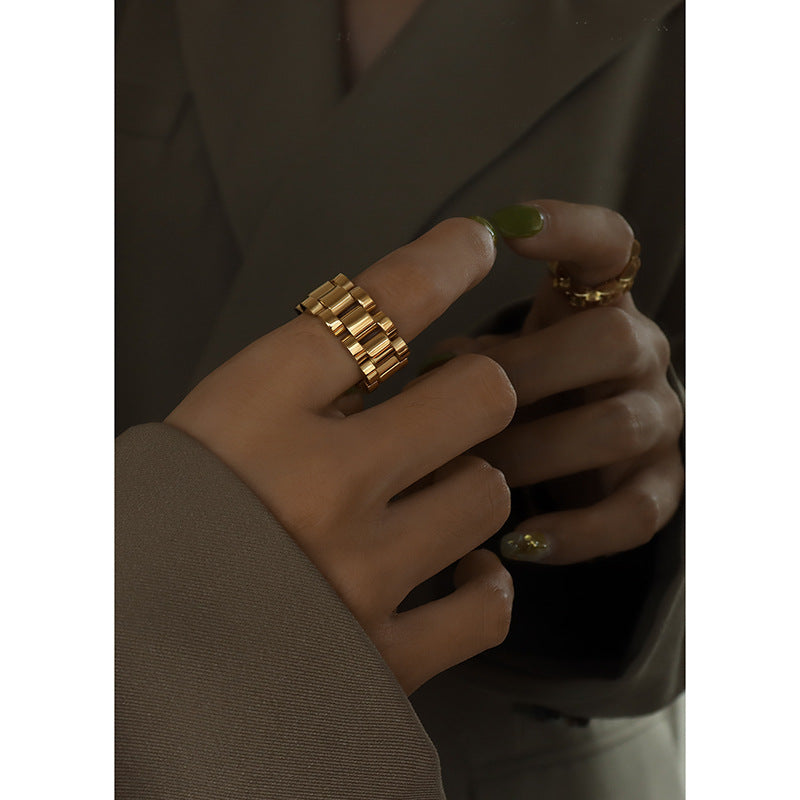 316L Stainless Steel Bold Industrial Design Stackable Ring - Image 7