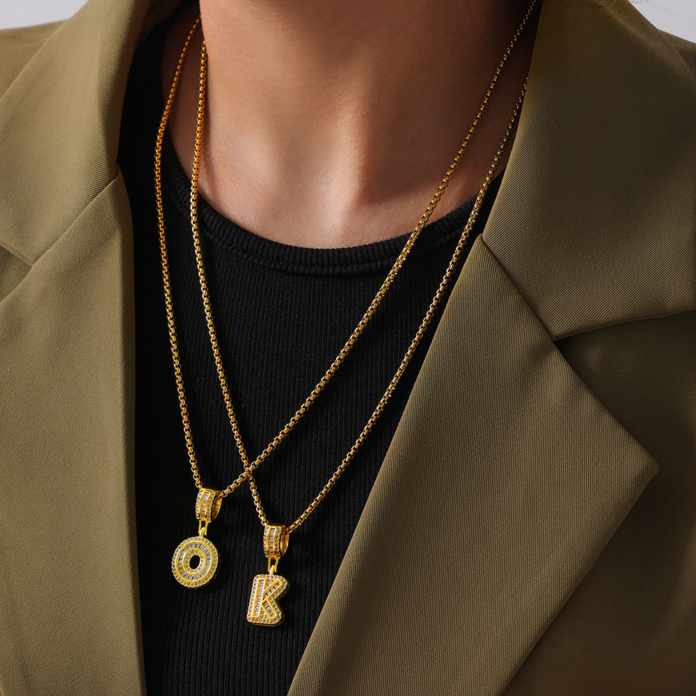 316L Stainless Steel 18K PVD Gold Box Chain Letter Necklace made with 316L stainless steel and 18K PVD gold finish for wholesale jewelry buyers - image 25
