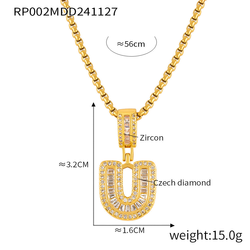 316L Stainless Steel 18K PVD Gold Box Chain Letter Necklace made with 316L stainless steel and 18K PVD gold finish for wholesale jewelry buyers - image 7