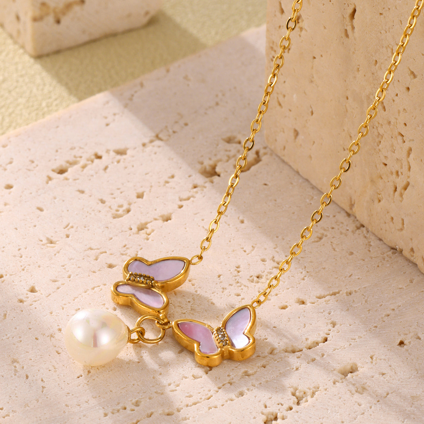 316L Stainless Steel 18K PVD Gold Butterfly Necklace made with 316L stainless steel and 18K PVD gold finish for wholesale jewelry buyers - image 8