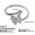 Steel Zircon Butterfly Ring / Size 7