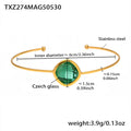 Gold / Light Green Glass Stone