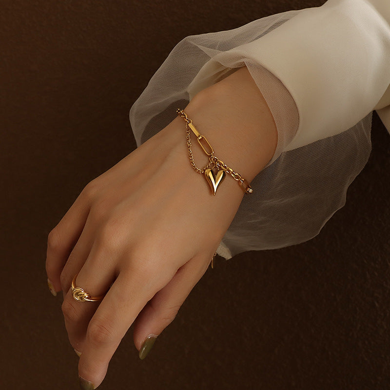 316L Stainless Steel Chic Minimalist 18K Gold Plated Heart Set - Image 1