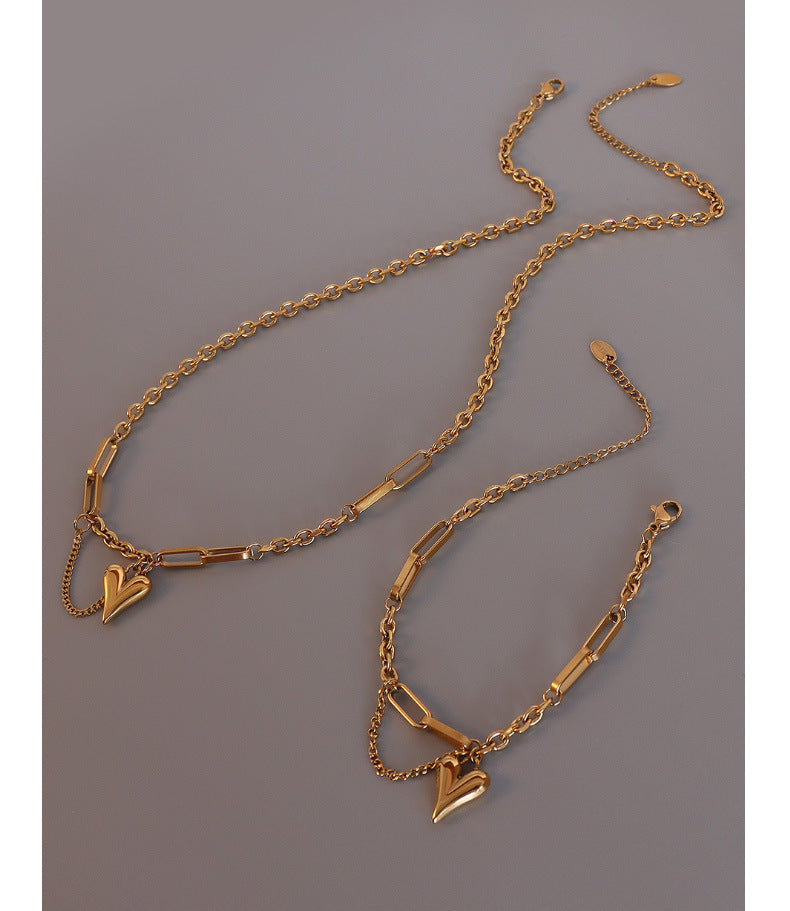 316L Stainless Steel Chic Minimalist 18K Gold Plated Heart Set - Image 3