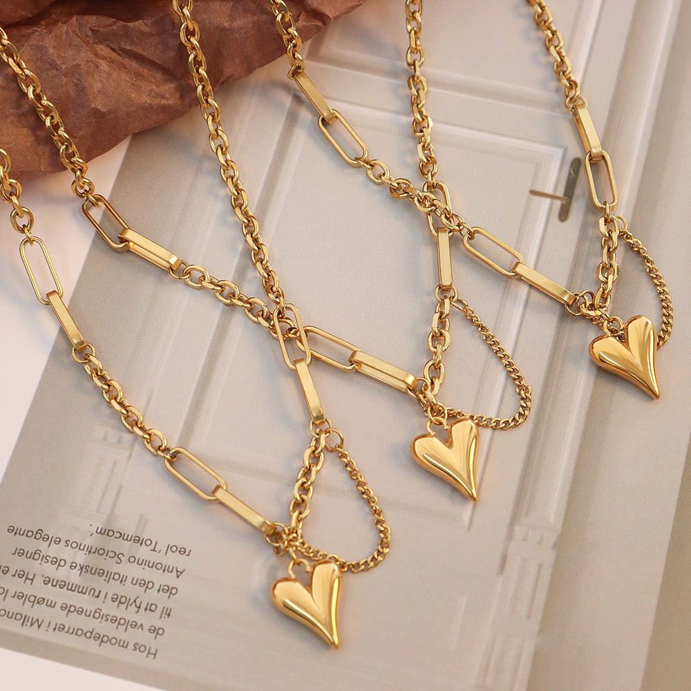 316L Stainless Steel Chic Minimalist 18K Gold Plated Heart Set - Image 7