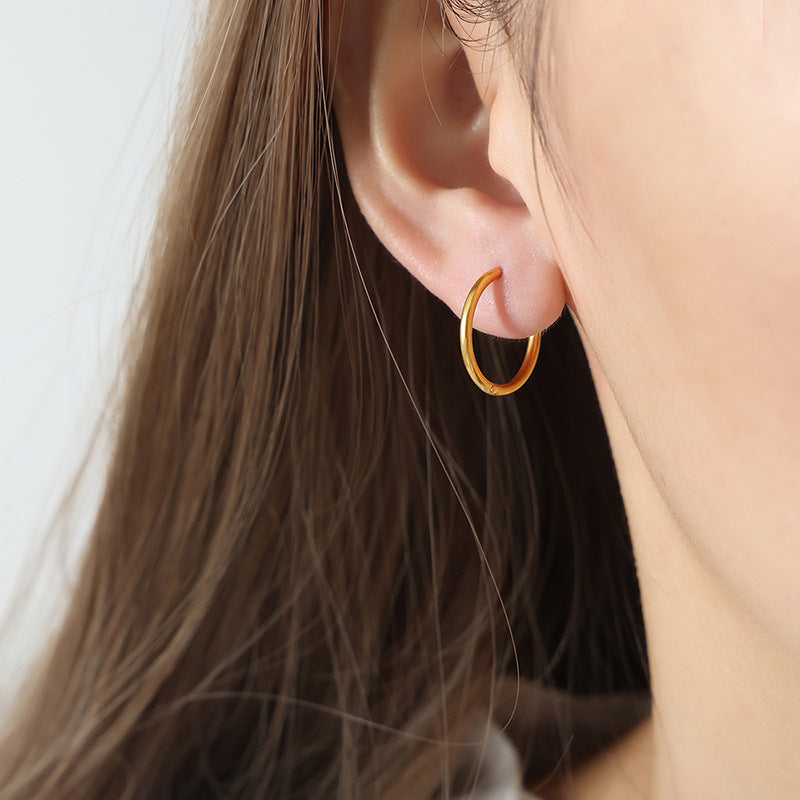 316L Stainless Steel Chic Minimalist Circle Hoop Earrings - Image 3