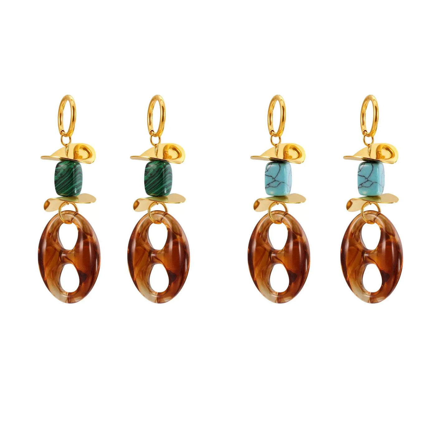 316L Stainless Steel Chic Oval Toggle Drop Earrings - Image 5