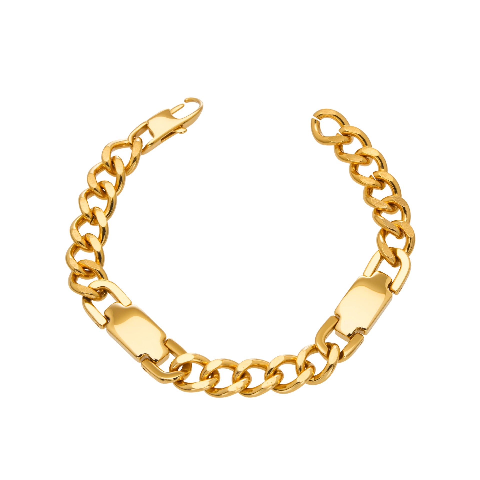 316L Stainless Steel Chunky U-Clasp Cuban Chain Bracelet, 18K gold PVD waterproof wholesale jewelry