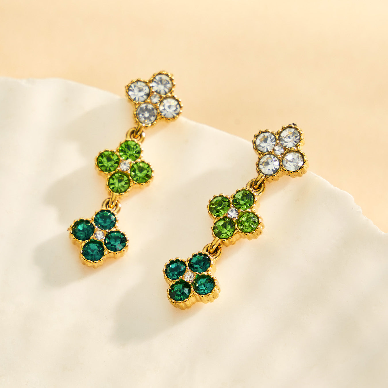 316L Stainless Steel 18K PVD Gold Clover Zircon Earrings made with 316L stainless steel and 18K PVD gold finish for wholesale jewelry buyers - image 13