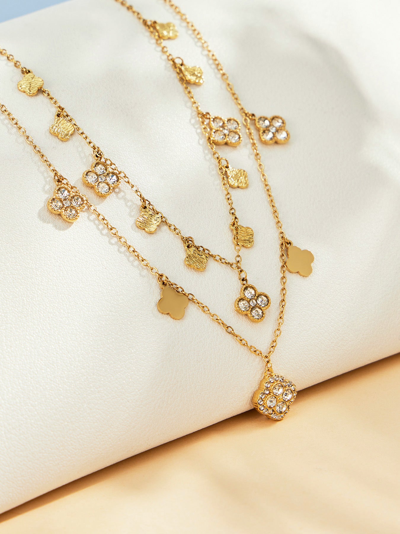 Clover Zircon Stainless Steel Bracelet in Gold Color