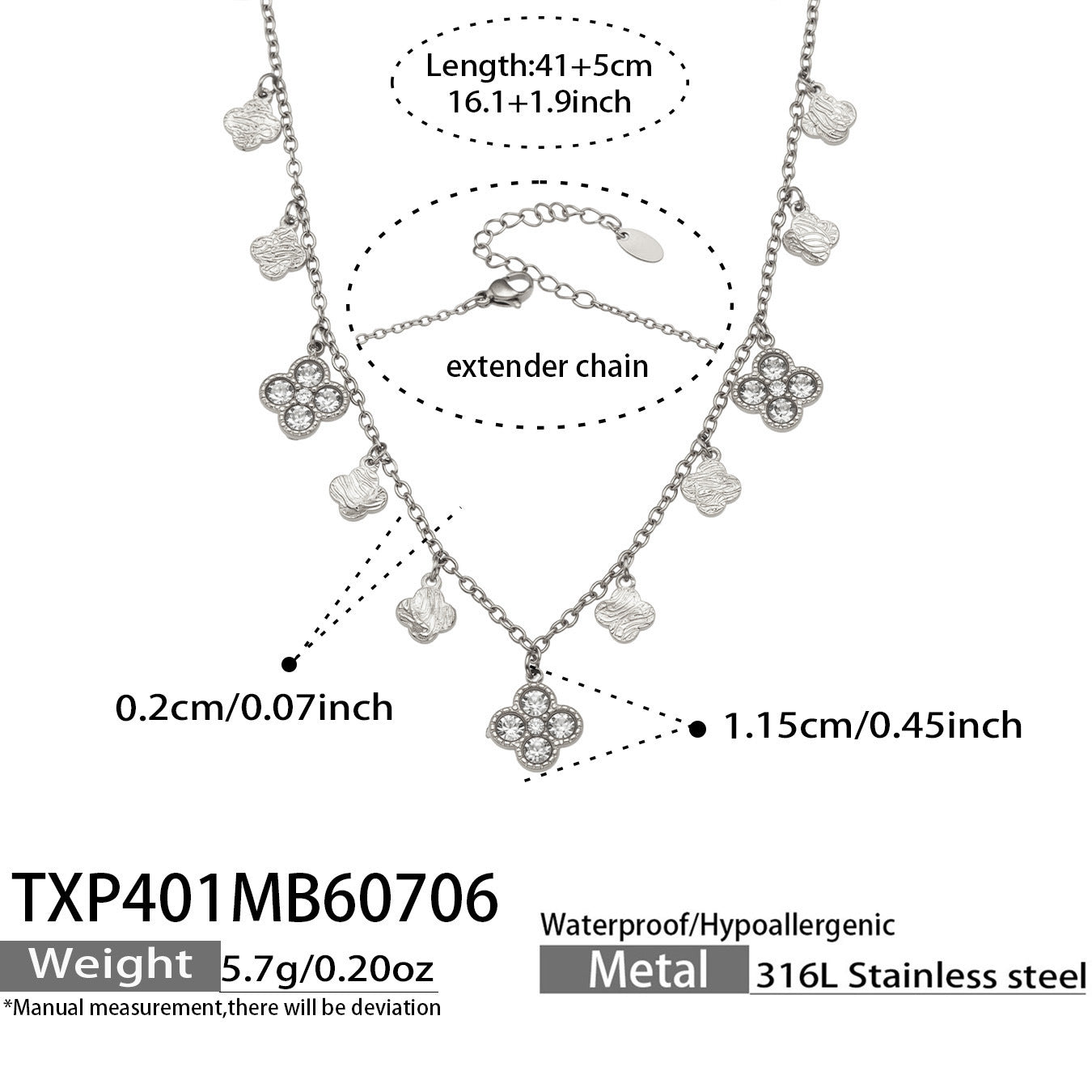 316L Stainless Steel 18K PVD Gold Clover Zircon Necklace and Bracelet Set made with 316L stainless steel and 18K PVD gold finish for wholesale jewelry buyers - image 7