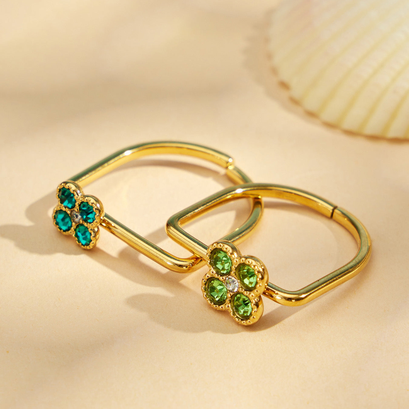 316L Stainless Steel 18K PVD Gold Clover Zircon Ring made with 316L stainless steel and 18K PVD gold finish for wholesale jewelry buyers - image 19