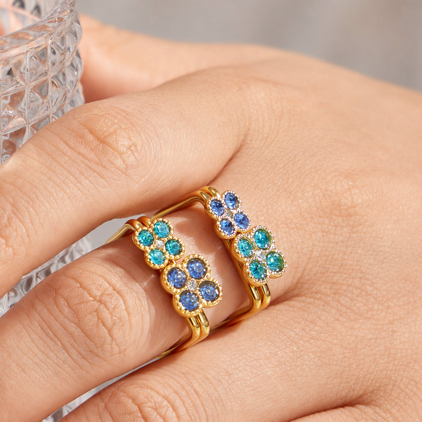 316L Stainless Steel 18K PVD Gold Clover Zircon Ring made with 316L stainless steel and 18K PVD gold finish for wholesale jewelry buyers - image 25