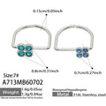 Large Light Blue Zircon + Small Dark Blue Zircon Clover Ring Set - Steel / Size 7