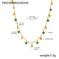Gold Green Heart / Necklace 40+5cm