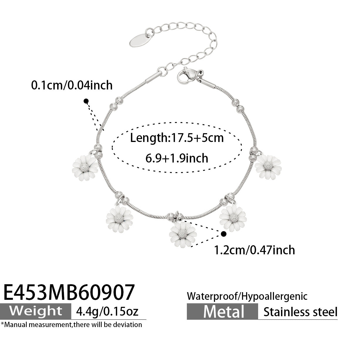 316L Stainless Steel 18K PVD Gold Daisy Bracelet made with 316L stainless steel and 18K PVD gold finish for wholesale jewelry buyers - image 12