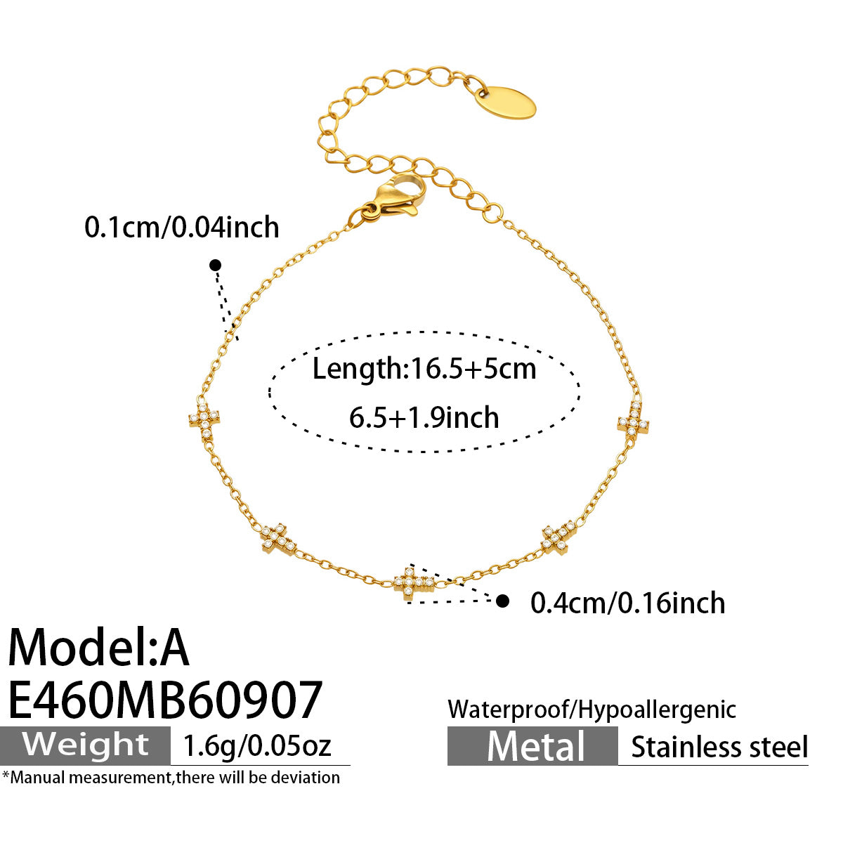 316L Stainless Steel 18K PVD Gold Daisy Bracelet made with 316L stainless steel and 18K PVD gold finish for wholesale jewelry buyers - image 14