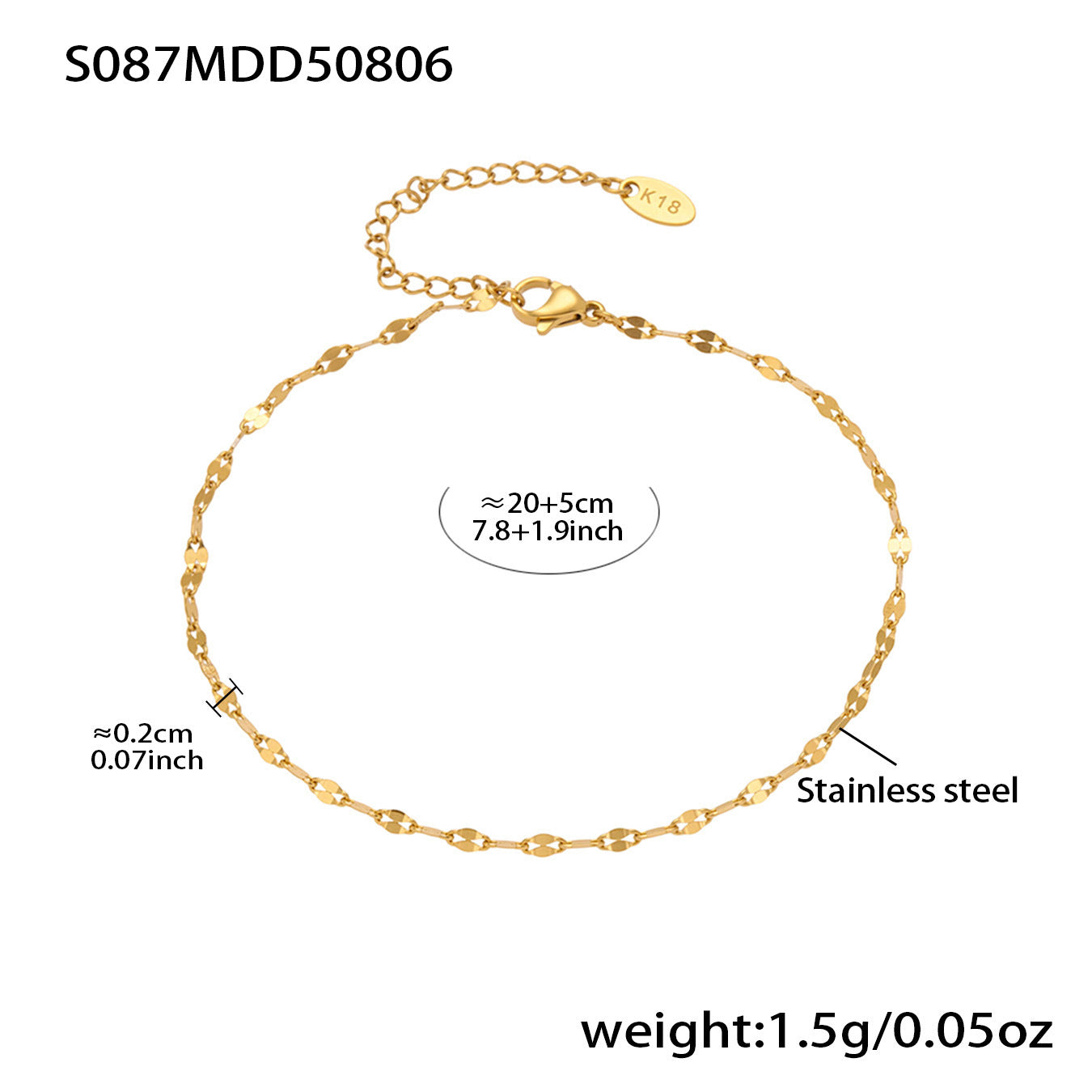 316L Stainless Steel Dazzling Zircon Butterfly Tassel Anklet - Image 7