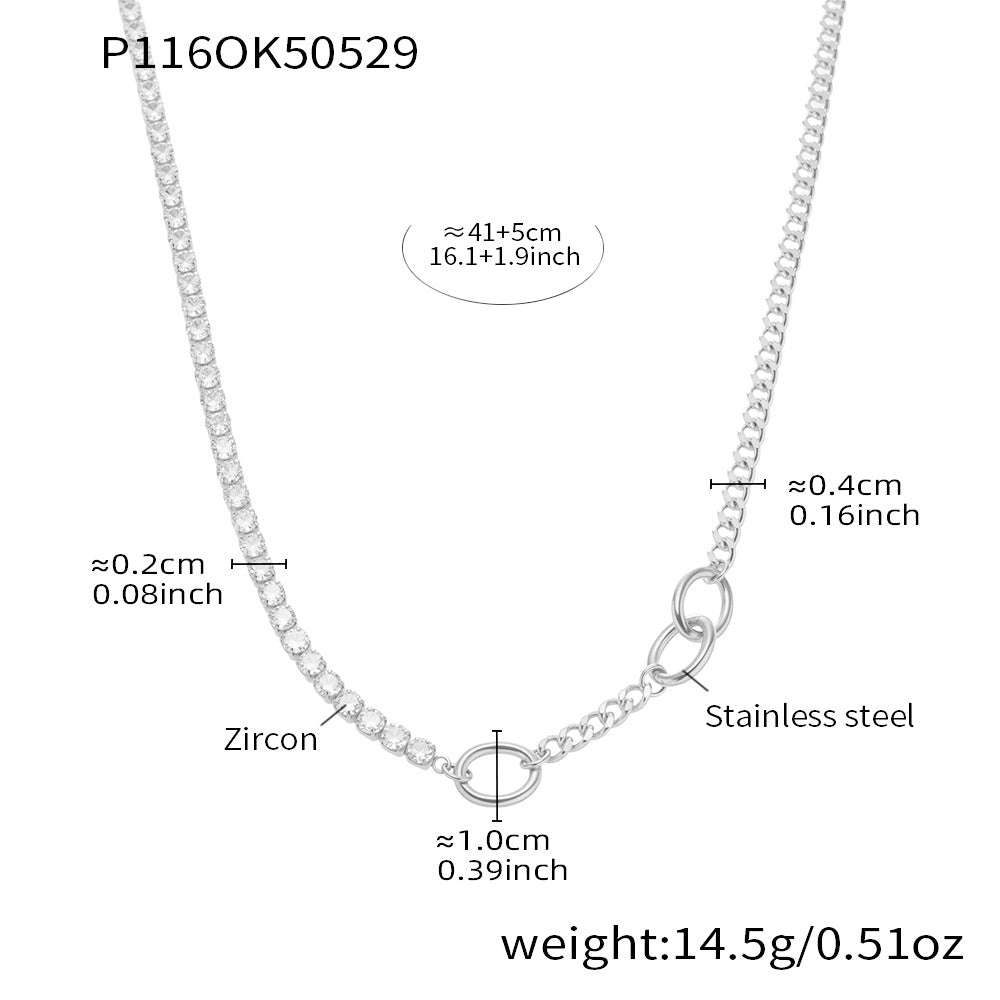 316L Stainless Steel Delicate Dancing Girl 5A Zircon Double-Layer Clavicle Necklace - Image 10