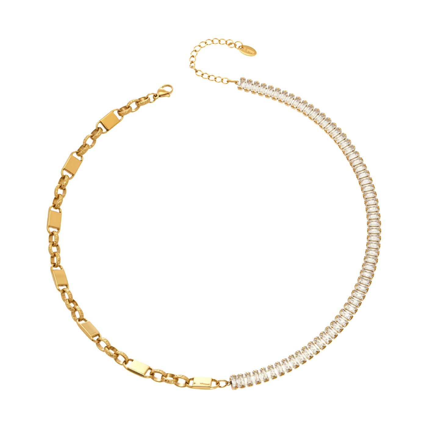 316L Stainless Steel Designer Zircon Link Chain Necklace - Image 2