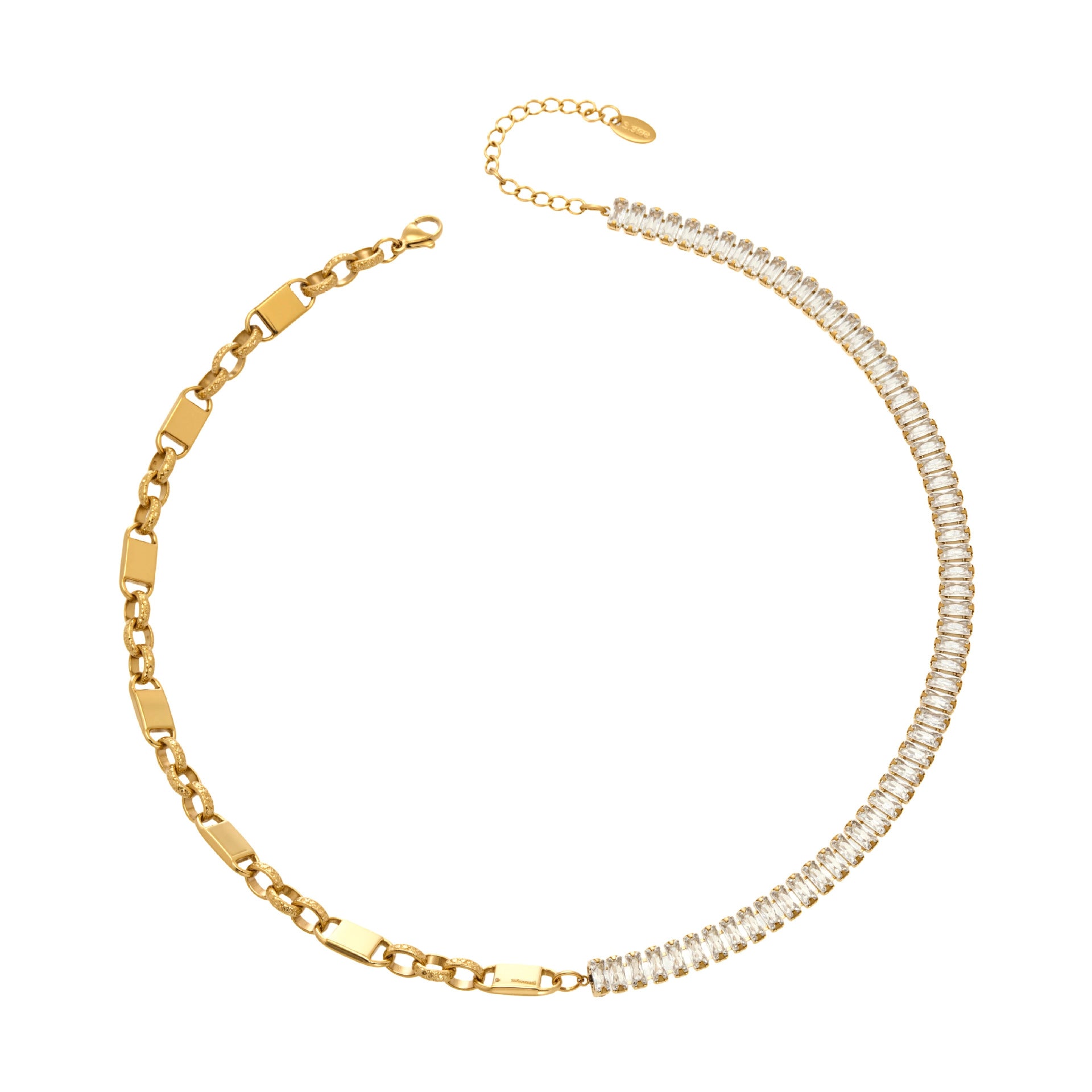 316L Stainless Steel Designer Zircon Link Chain Necklace - Image 2