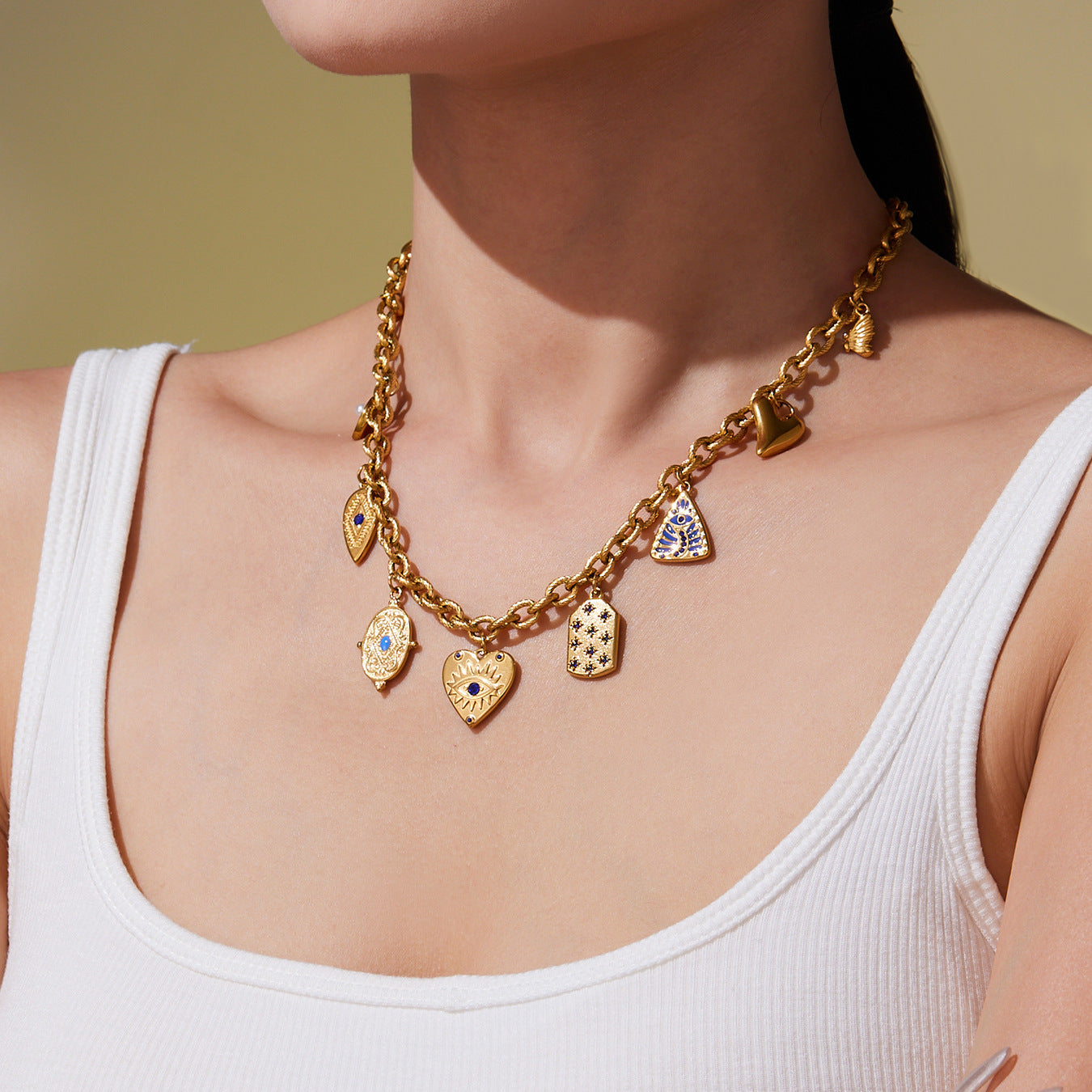 316L Stainless Steel DIY Heart & Geometric Multi-Element Necklace & Bracelet - Image 1