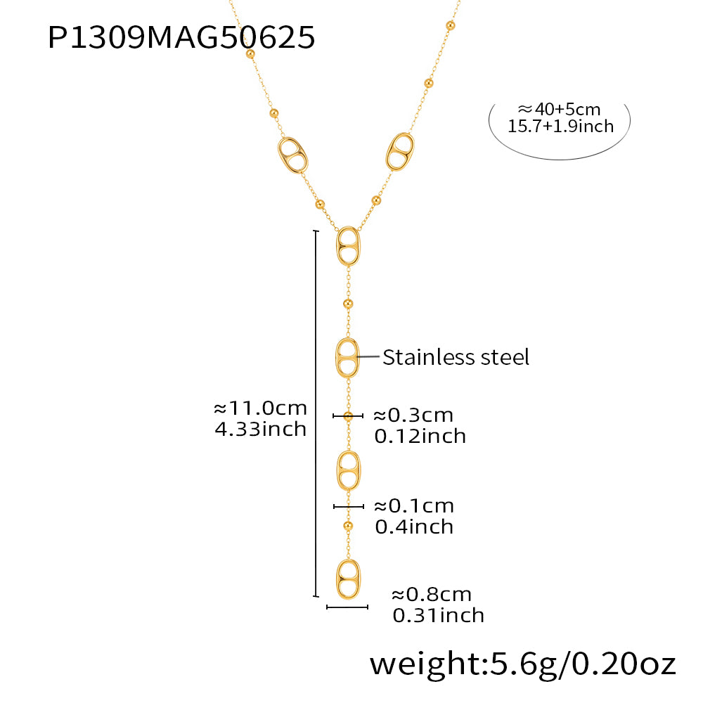 Elegant steel colored double chain necklace