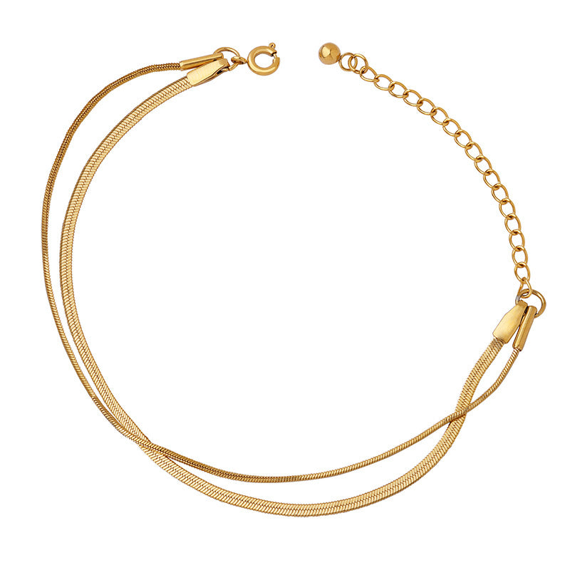 316L Stainless Steel Double Layer Blade Chain Delicate Bracelet - Image 4