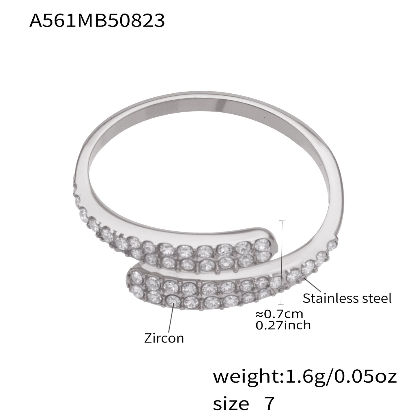 316L Stainless Steel 18K Gold Plated Sparkling Pave Zircon Adjustable Rings