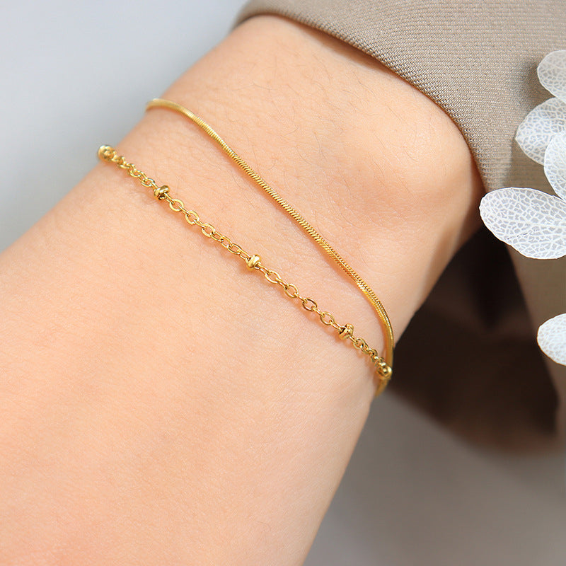 316L Stainless Steel 18K PVD Gold Dual Layer Snake Chain Bracelet made with 316L stainless steel and 18K PVD gold finish for wholesale jewelry buyers - image 7