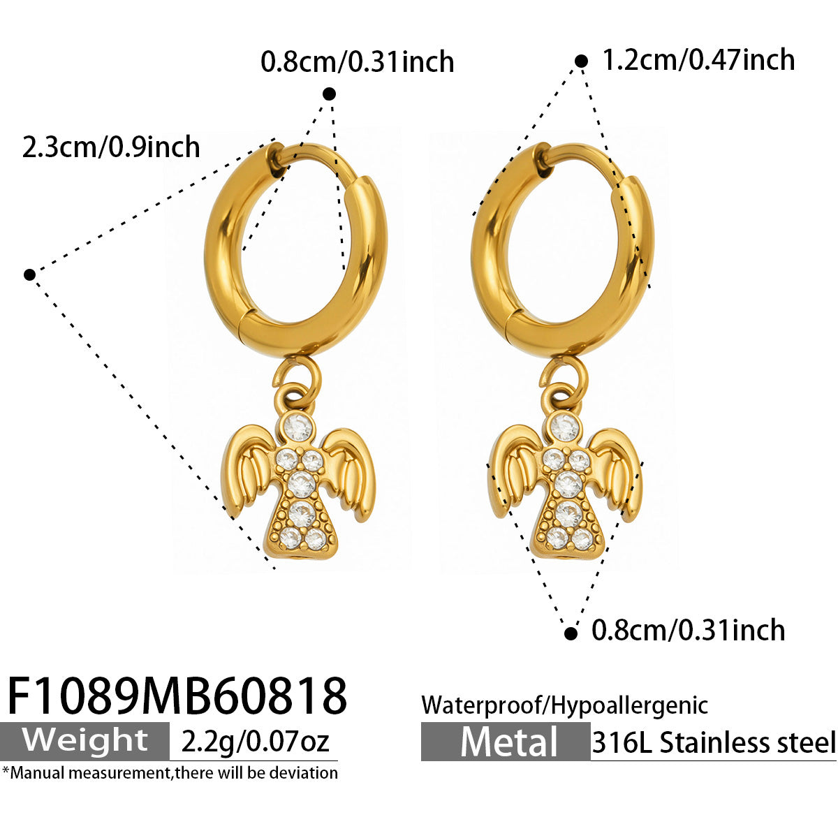 316L Stainless Steel 18K PVD Gold Cat Zircon Earrings made with 316L stainless steel and 18K PVD gold finish for wholesale jewelry buyers - image 4