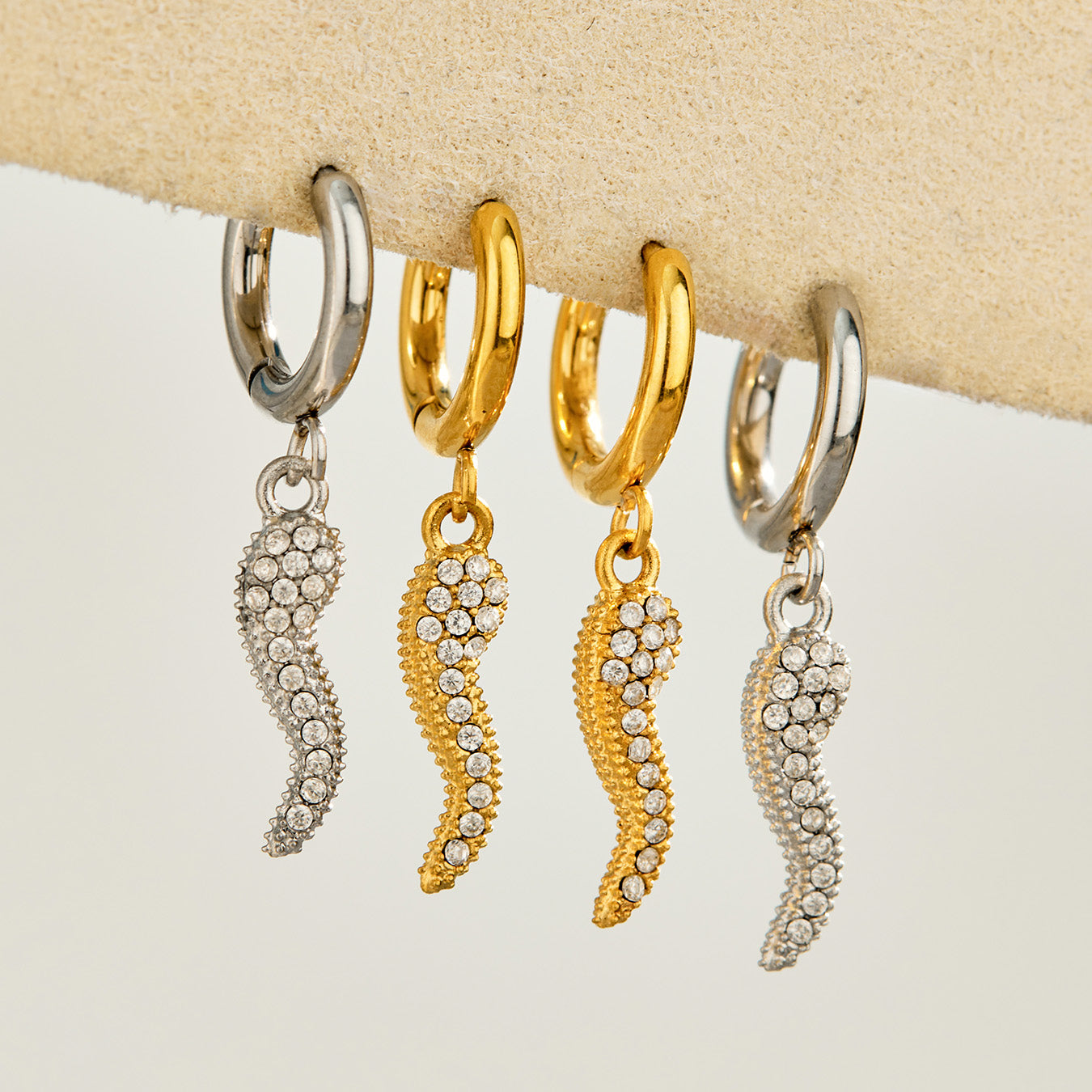 316L Stainless Steel 18K PVD Gold Cat Zircon Earrings made with 316L stainless steel and 18K PVD gold finish for wholesale jewelry buyers - image 7