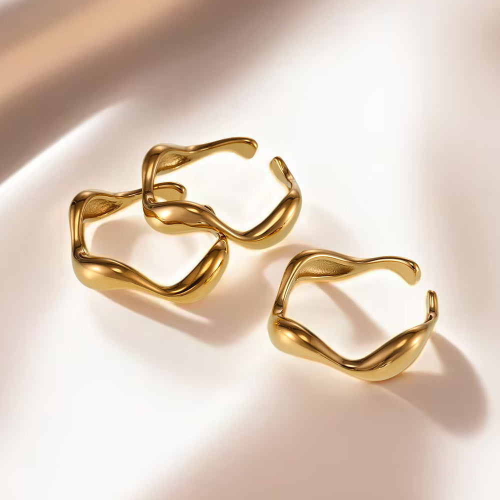 316L Stainless Steel Elegant Curved Band Ring - Image 10