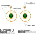 Green Glass Stone Gold / Earrings
