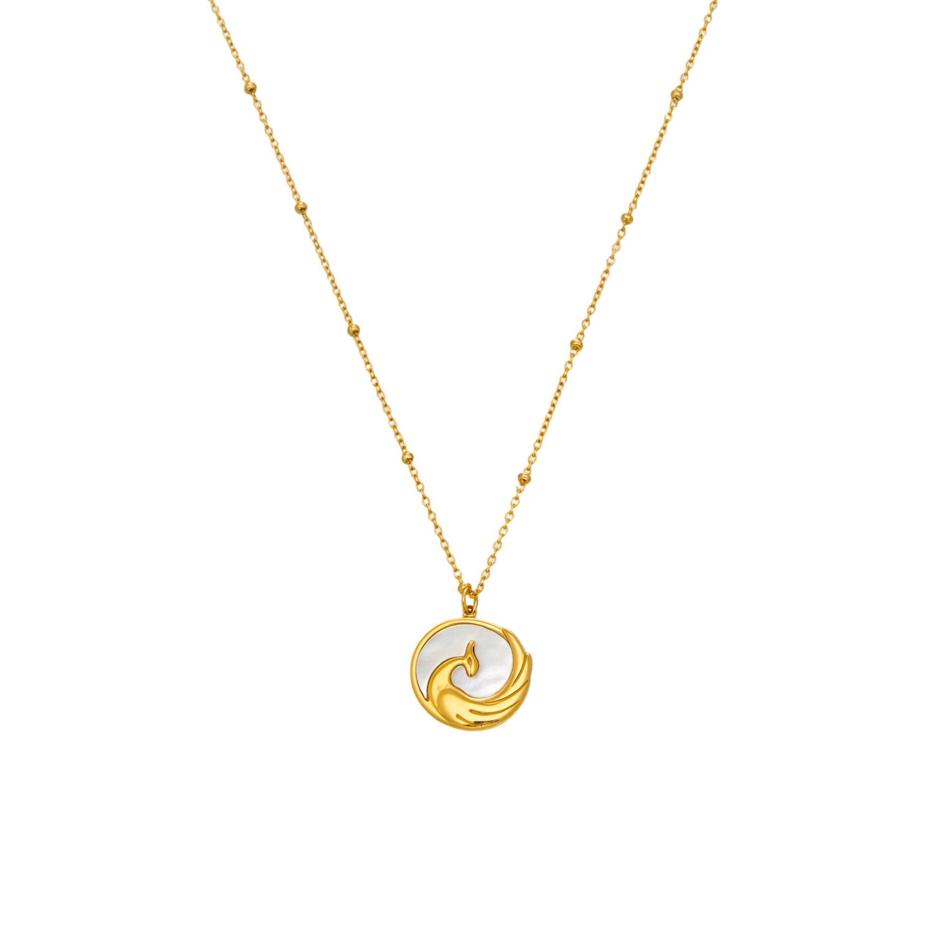 316L Stainless Steel Embossed Phoenix Mother-of-Pearl Clavicle Necklace - Image 7