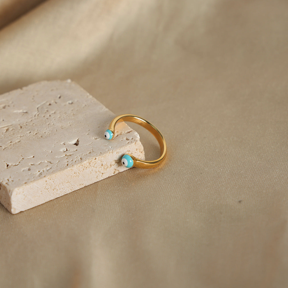 316L Stainless Steel 18K PVD Gold Enamel Color Open Ring made with 316L stainless steel and 18K PVD gold finish for wholesale jewelry buyers - image 3