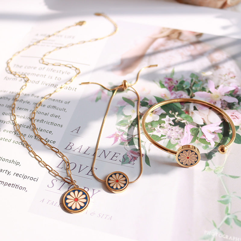 316L Stainless Steel Enamel Daisy Jewelry Collection - Image 1