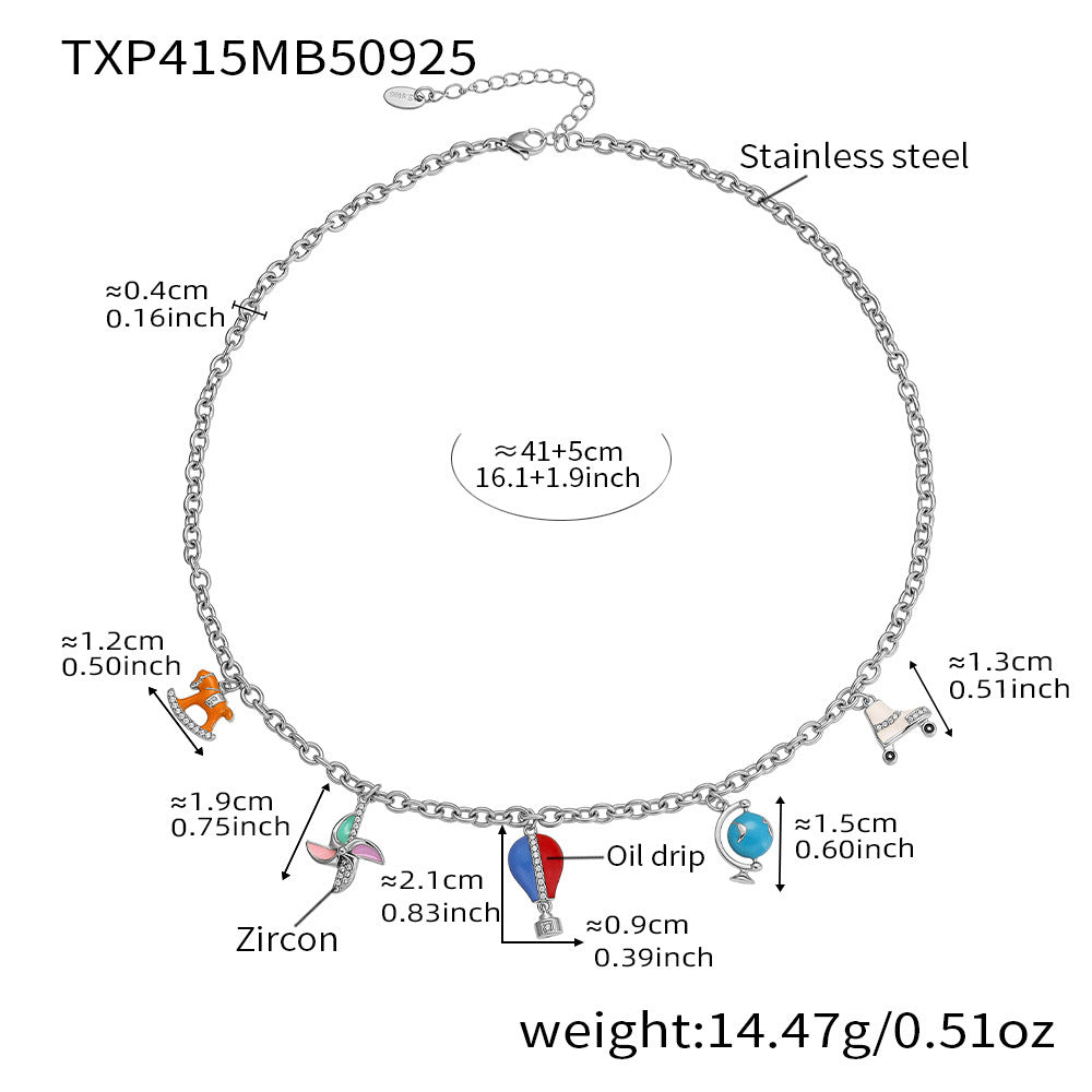 316L Stainless Steel Enamel Zircon Versatile Charm Collection - Image 5