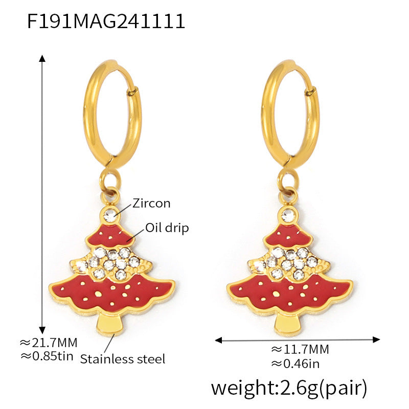 316L Stainless Steel Festive Zircon & Enamel Christmas Earring Collection - Image 15