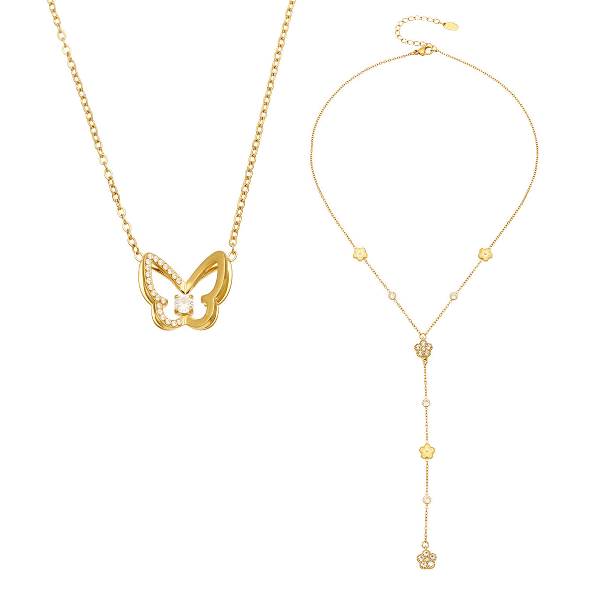 316L Stainless Steel 18K PVD Gold Flower Y Necklace made with 316L stainless steel and 18K PVD gold finish for wholesale jewelry buyers - image 10