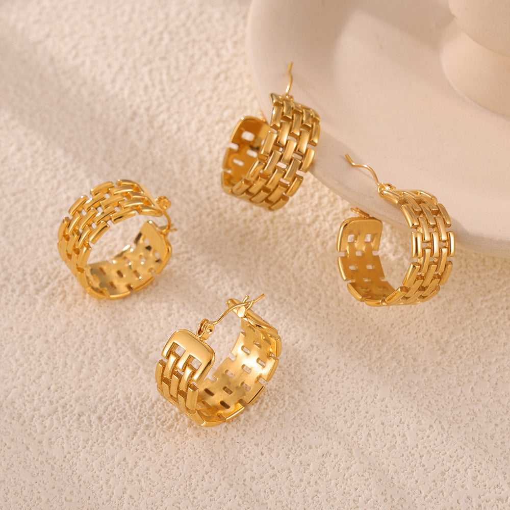 316L Stainless Steel French Vintage Multi-Layer U-Shape Chain Earrings - Image 5