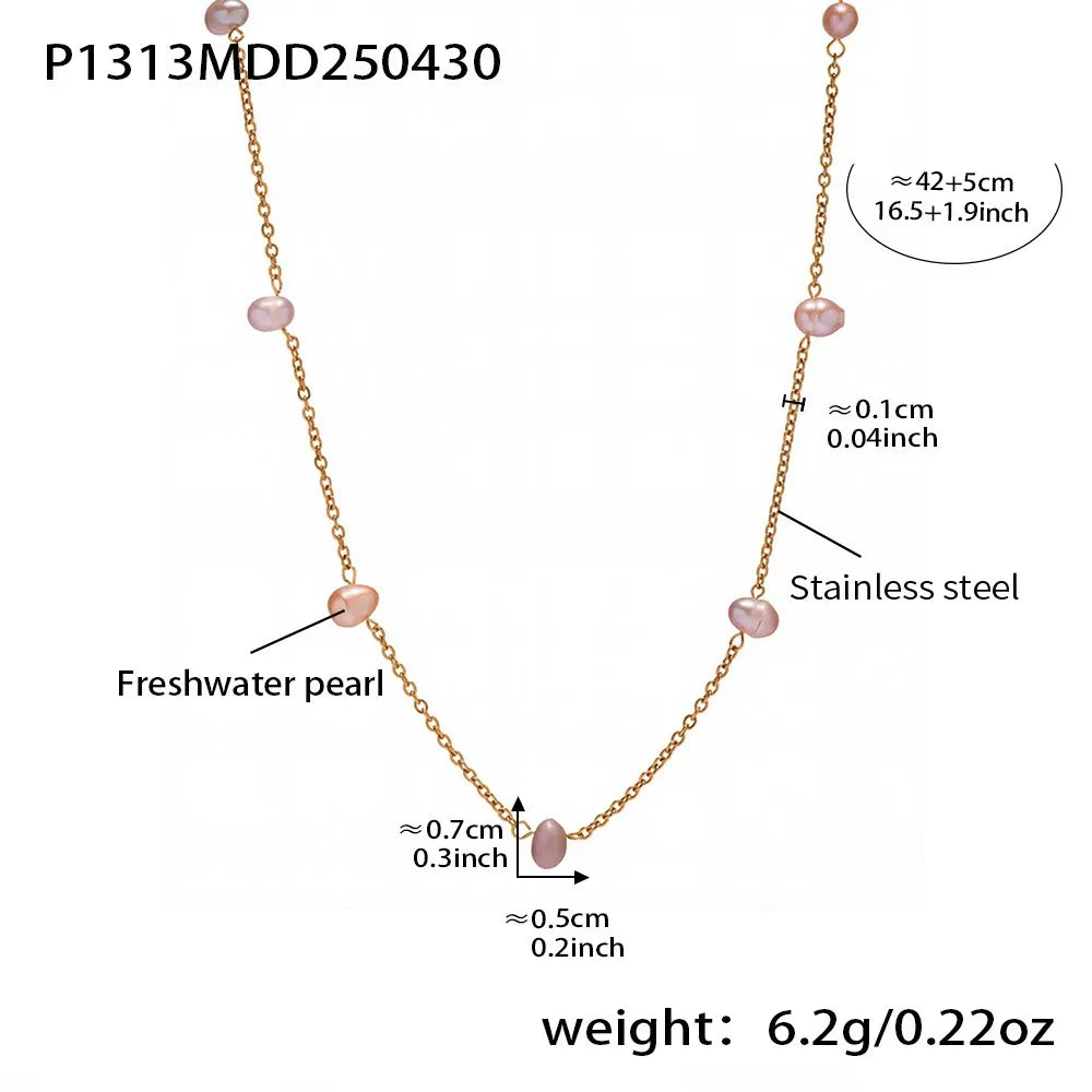 316L Stainless Steel Freshwater Pearl Choker Necklace - Image 6