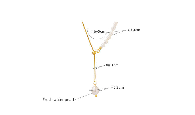 316L Stainless Steel Freshwater Pearl Snake Chain Necklace - Image 3