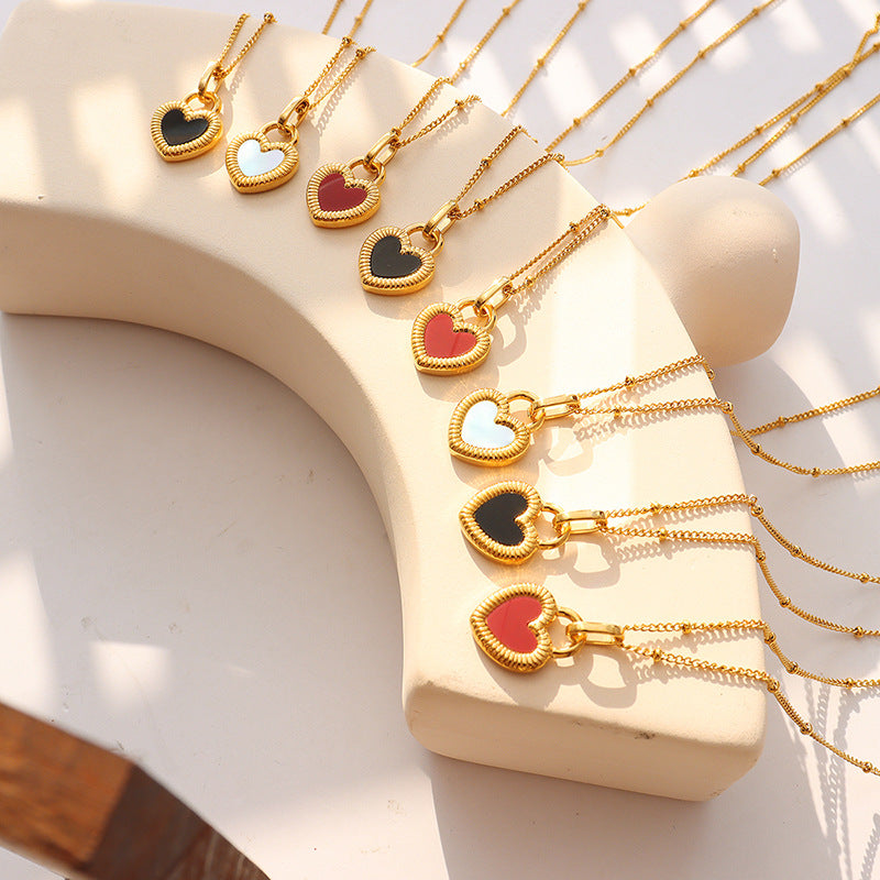 316L Stainless Steel Geometric Double-Sided Heart Pendant Necklace - Image 8